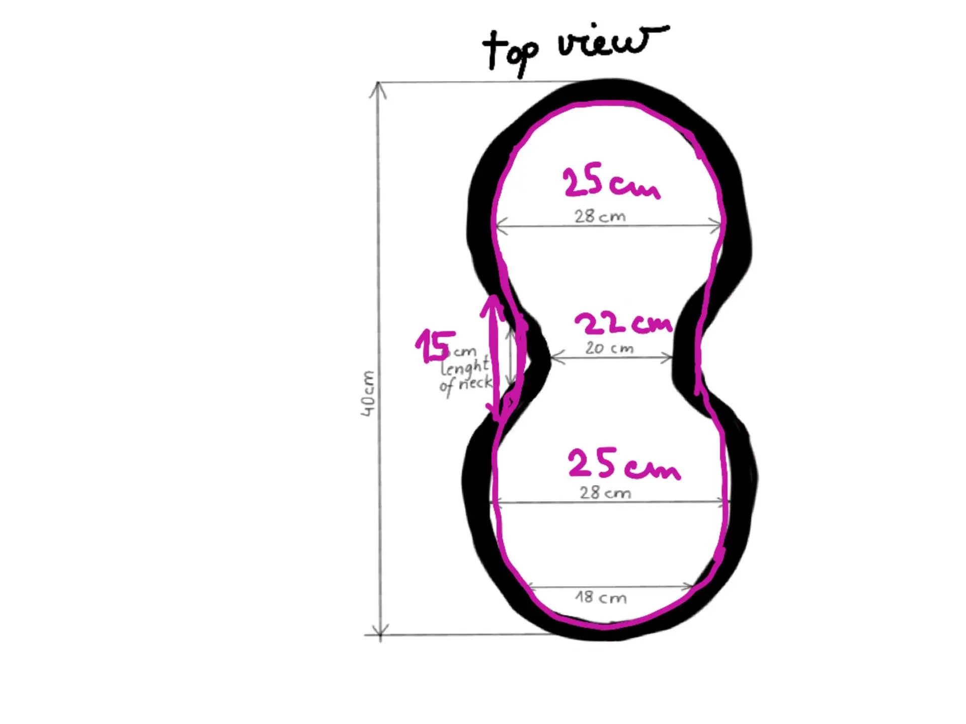 Drawing of the Air8 Cushion prototype from the top view